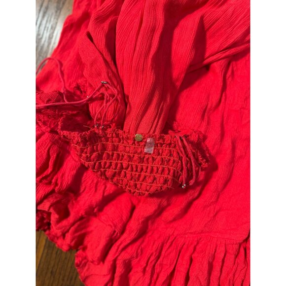 NEW Free People Size S Adella Maxi Slip Dress Sleeveless Boho Crochet Lace Red - Picture 12 of 15